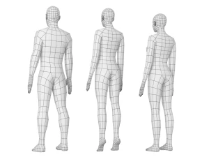Nat&uuml;rliches M&auml;nnchen und Weibchen in Ruhehaltung, Basisnetz 3D Modell