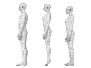 Nat&uuml;rliches M&auml;nnchen und Weibchen in Ruhehaltung, Basisnetz 3D Modell