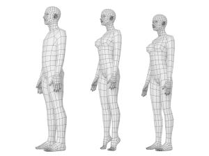 Natural Male and Female in Rest Pose Base Mesh 3D Model