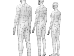 Natural Male and Female in Rest Pose Base Mesh 3D Model