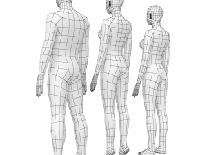 Nat&uuml;rliches M&auml;nnchen und Weibchen in Ruhehaltung, Basisnetz 3D Modell