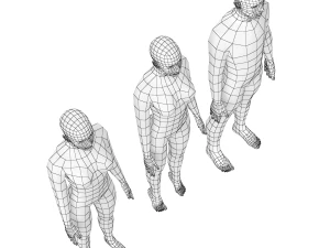 Nat&uuml;rliches M&auml;nnchen und Weibchen in Ruhehaltung, Basisnetz 3D Modell