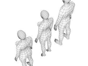 Nat&uuml;rliches M&auml;nnchen und Weibchen in Ruhehaltung, Basisnetz 3D Modell