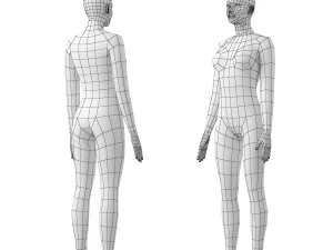 Nat&uuml;rliches M&auml;nnchen und Weibchen in Ruhehaltung, Basisnetz 3D Modell