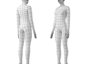Natural Male and Female in Rest Pose Base Mesh 3D Model