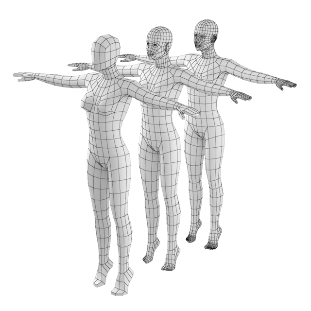 Natural Female on Toes in T-Pose Base Mesh Modelo 3D .c4d .max .obj .3ds .fbx .stl .blend 