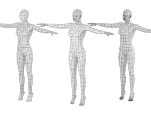 Natural Female on Toes in T-Pose Base Mesh Modelo 3D