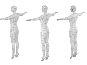 Natural Female on Toes in T-Pose Base Mesh Modelo 3D