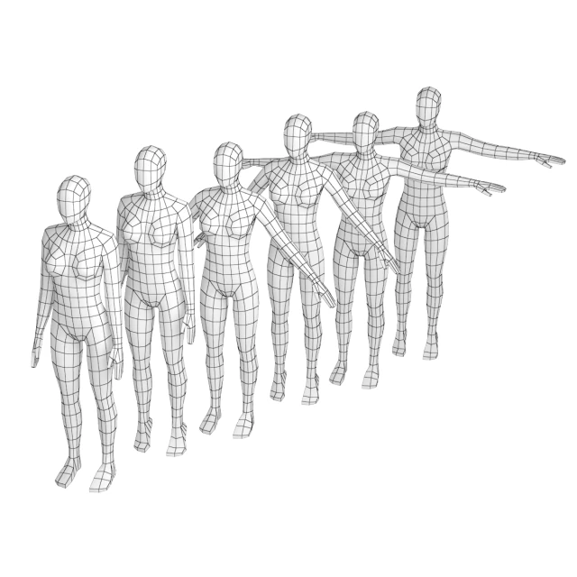 6 Modellik Pozunda Doğal Kadın KOLEKSİYONU 3D Model .c4d .max .obj .3ds .fbx .stl .blend 