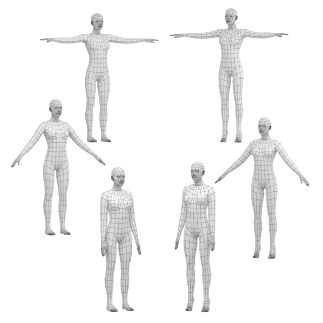 Mujer natural en 6 poses de modelado COLECCI&Oacute;N Modelo 3D .c4d .max .obj .3ds .fbx .stl .blend 