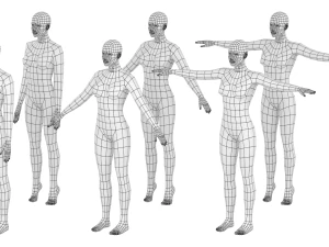 Mujer natural en 6 poses de modelado COLECCI&Oacute;N Modelo 3D