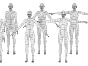 Mujer natural en 6 poses de modelado COLECCI&Oacute;N Modelo 3D