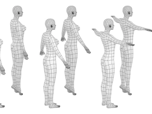 Mujer natural en 6 poses de modelado COLECCI&Oacute;N Modelo 3D