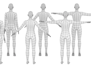 Mujer natural en 6 poses de modelado COLECCI&Oacute;N Modelo 3D