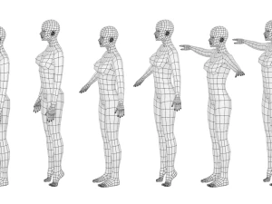 Mujer natural en 6 poses de modelado COLECCI&Oacute;N Modelo 3D