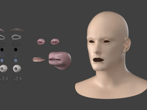 Natural Male Head 01 Base Mesh 3D Model