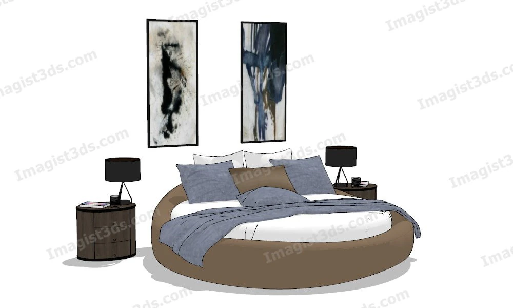 Imagist3ds 020046 Round Beds 3D Model .c4d .max .obj .3ds .fbx .stl .blend