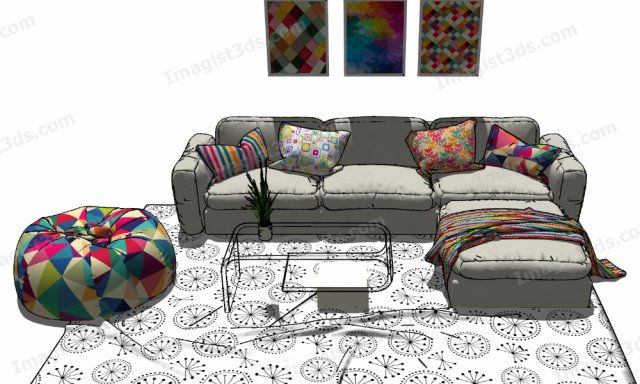 Imagist3ds 030408 - Sofa 3D Model .c4d .max .obj .3ds .fbx .stl .blend 
