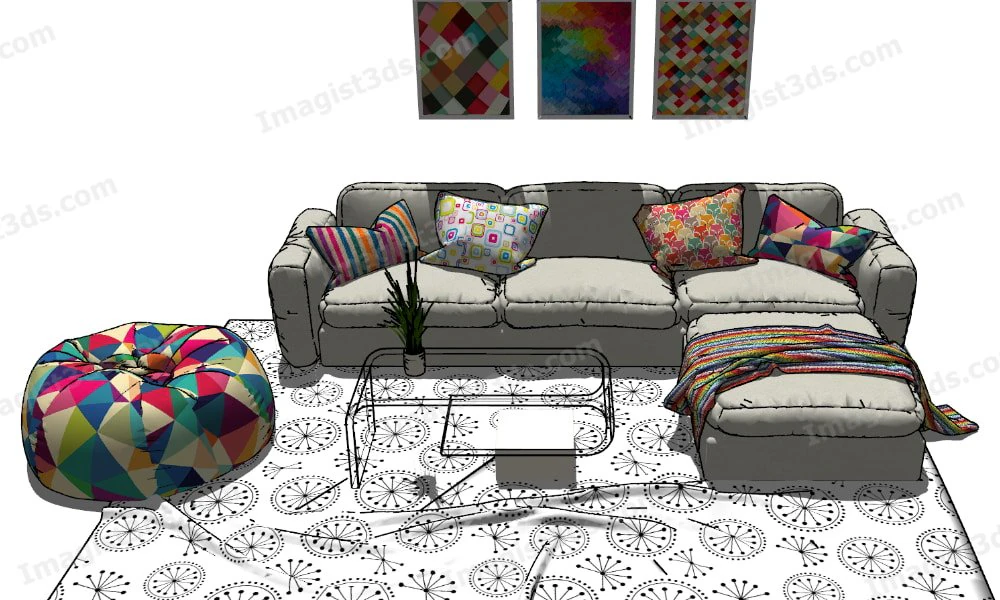 Imagist3ds 030408 - Sofa 3D Model .c4d .max .obj .3ds .fbx .stl .blend 