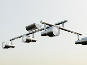 Металевий стельовий світильник в приміщенні 3D Модель