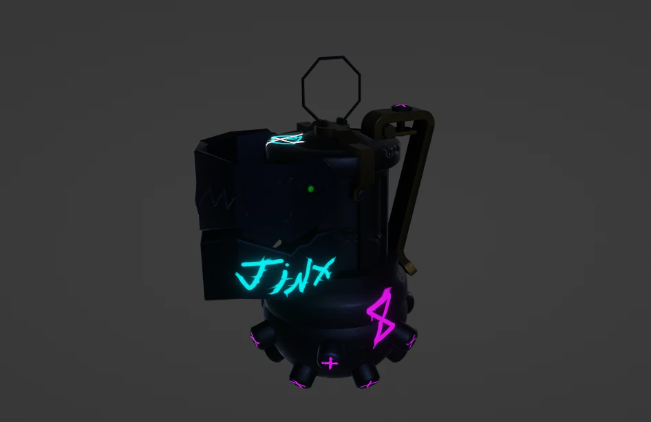 Granade Jinx Arcane 3D Model .c4d .max .obj .3ds .fbx .stl .blend