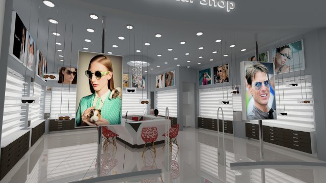 Optical Shop Decoration Design 3D Model .c4d .max .obj .3ds .fbx .stl .blend 