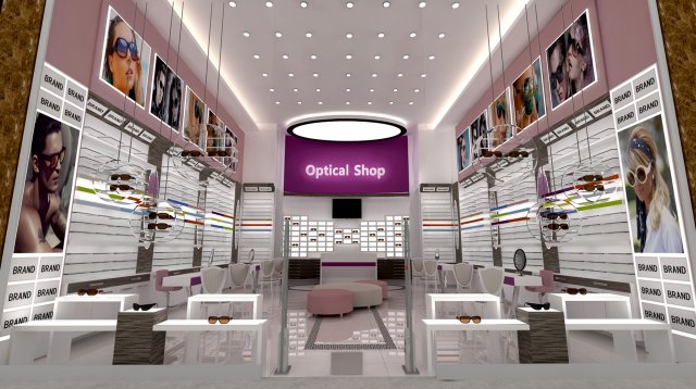 Optical Shop Decoration Design 3D Model .c4d .max .obj .3ds .fbx .stl .blend 