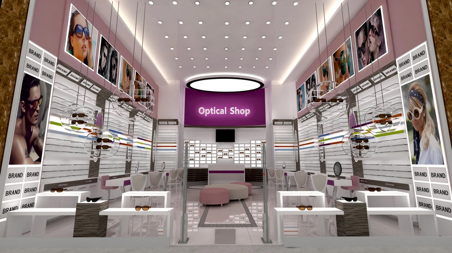 Optical Shop Decoration Design 3D Model .c4d .max .obj .3ds .fbx .stl .blend 