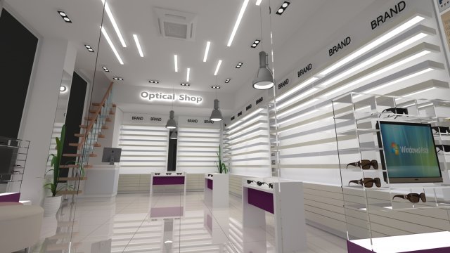 Optical Shop Decoration Design 3D Model .c4d .max .obj .3ds .fbx .stl .blend 