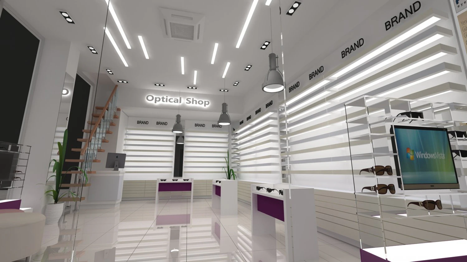 Optical Shop Decoration Design 3D Model .c4d .max .obj .3ds .fbx .stl .blend 