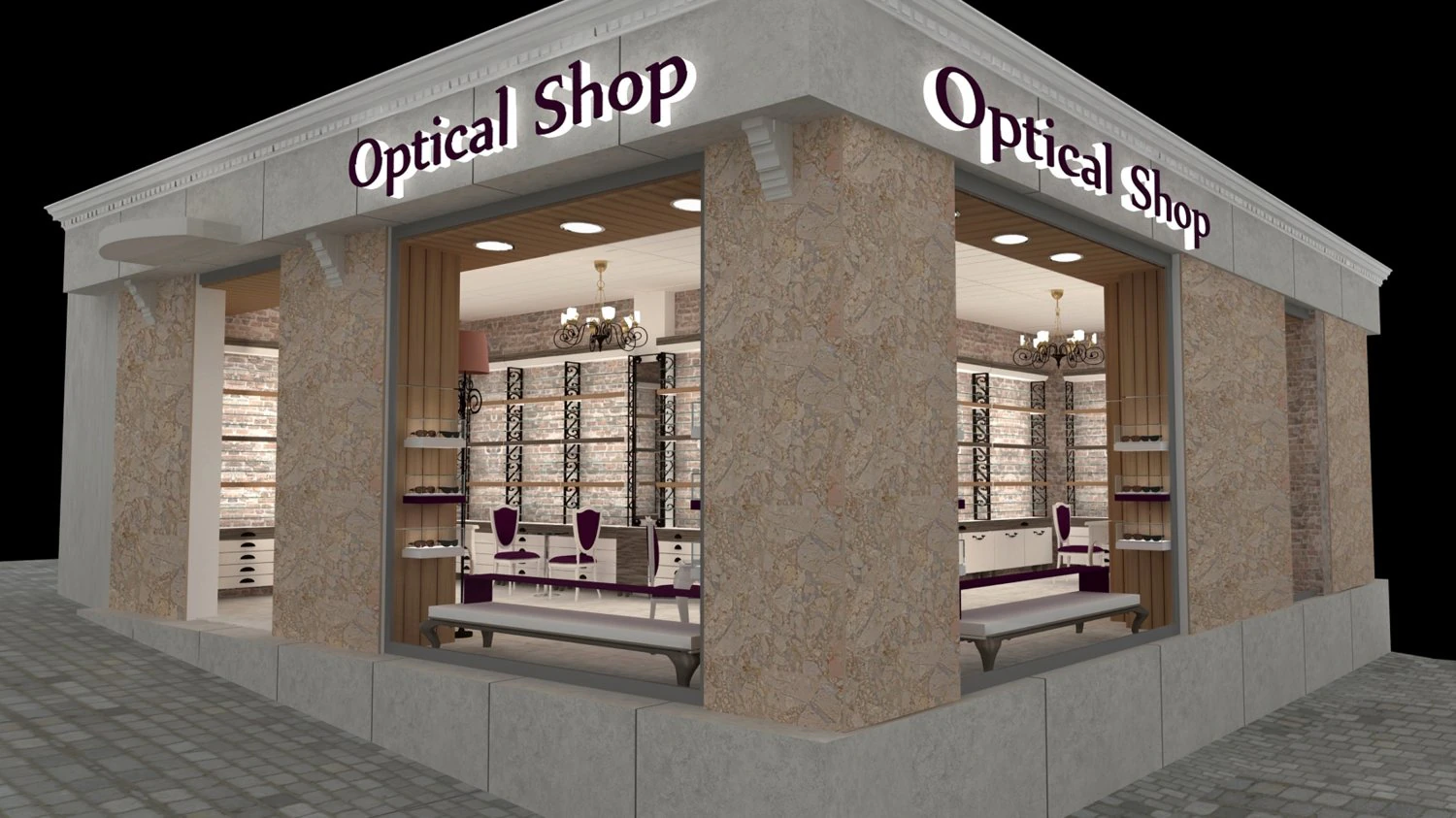 Optical Shop Decoration Design 3D Model .c4d .max .obj .3ds .fbx .stl .blend 