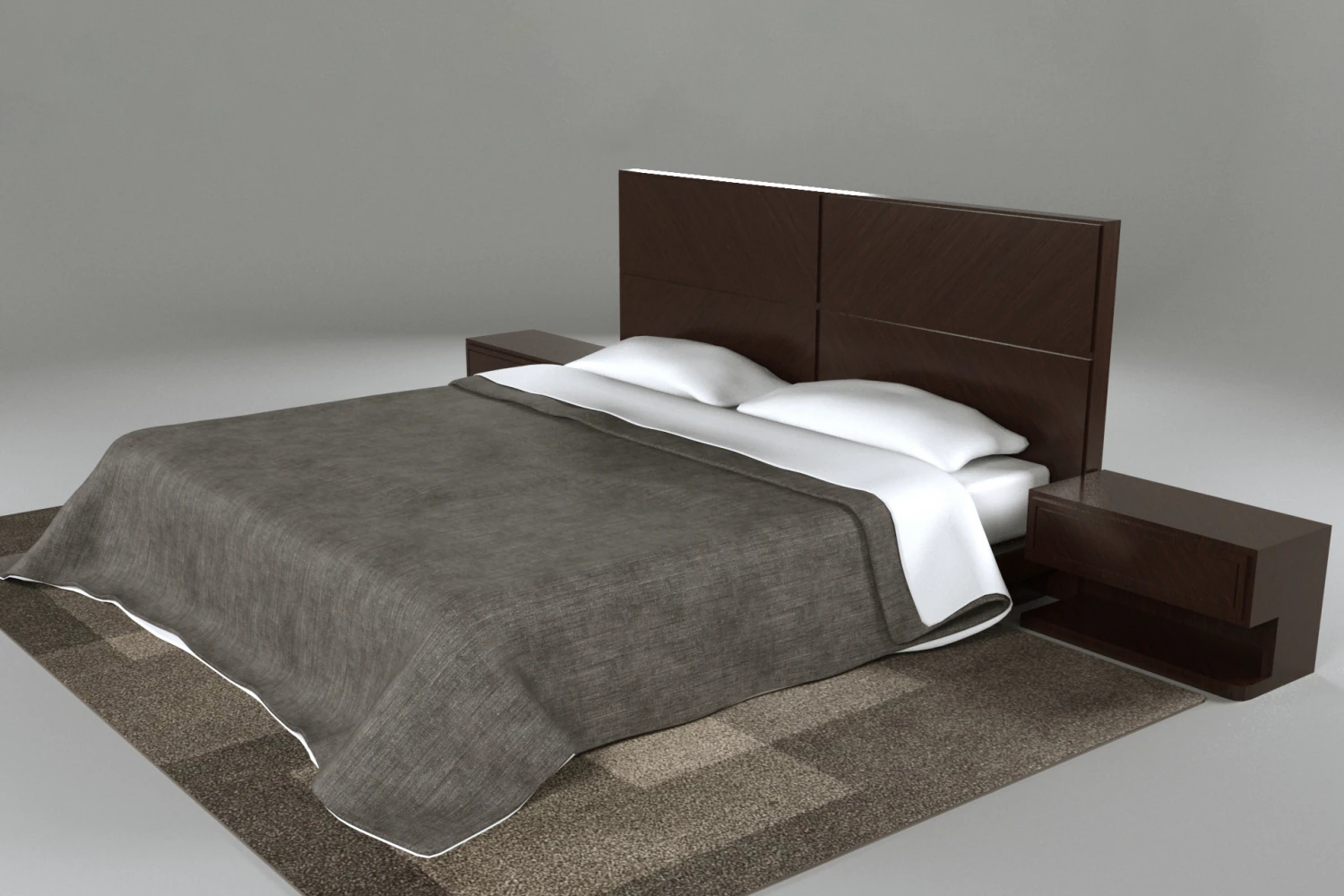 Minimalist Bed Set 3D Model .c4d .max .obj .3ds .fbx .stl .blend 