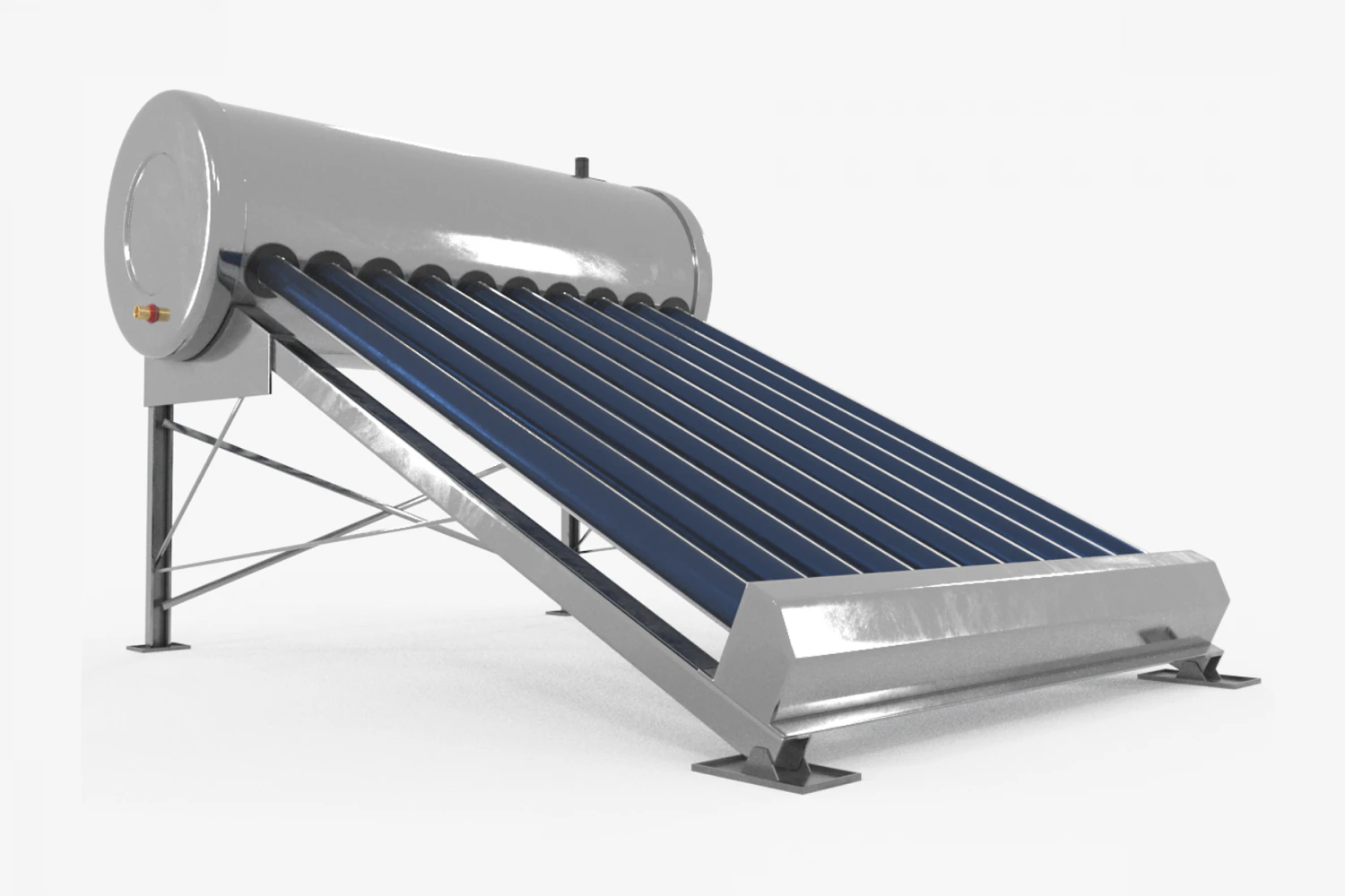 Solar Water Heater 3D Model .c4d .max .obj .3ds .fbx .stl .blend 
