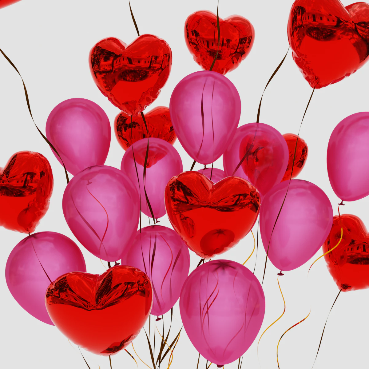 Valentines gift box with balloons 3D Model .c4d .max .obj .3ds .fbx .stl .blend 