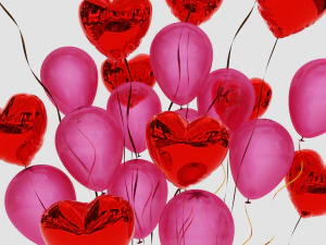 गुब्बारों के साथ वैलेंटाइन उपहार बॉक्स 3D मॉडल