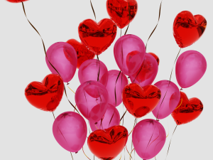 Valentines gift box with balloons 3D मॉडल