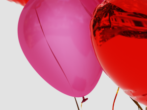Valentines gift box with balloons 3D मॉडल