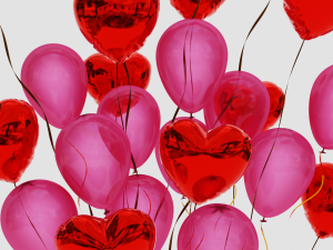 Valentines gift box with balloons 3D मॉडल