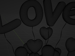 Valentines gift box with balloons 3D मॉडल