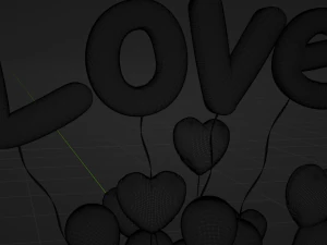 Valentines gift box with balloons 3D Model