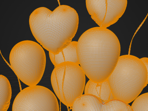 Valentines gift box with balloons 3D मॉडल