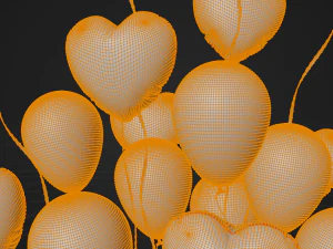 Valentines gift box with balloons 3D Model