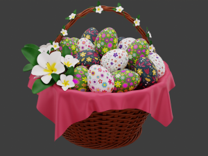 Easter Eggs Basket 3D मॉडल