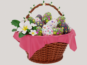 Easter Eggs Basket 3D मॉडल