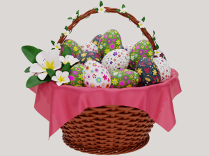 Easter Eggs Basket 3D मॉडल