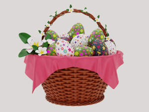 Easter Eggs Basket 3D मॉडल