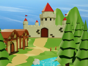 Cartoon Medieval Village Modello 3D