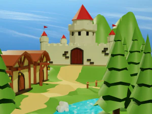 Cartoon Medieval Village 3D Model