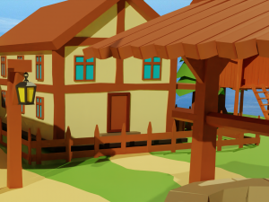 Cartoon Medieval Village Modello 3D