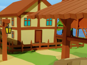 Cartoon Medieval Village 3D Model